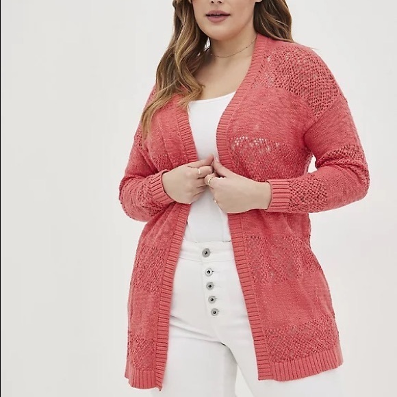 Torrid Relaxed Fit Coral long open knit Cardigan size 0 - Picture 1 of 6